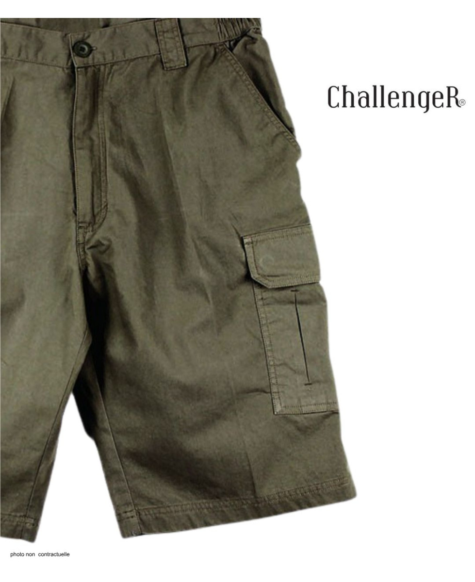 Bermuda cargo multipoches CHALLENGER ICARE - Short coton canvas marron
