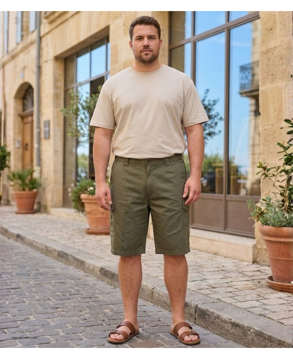 Bermuda cargo multipoches CHALLENGER ICARE - Short coton canvas marron