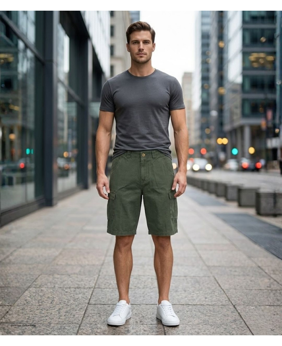Bermuda Homme WINCHESTER IDAHO1 Vert Olive Cargo Multi-poches