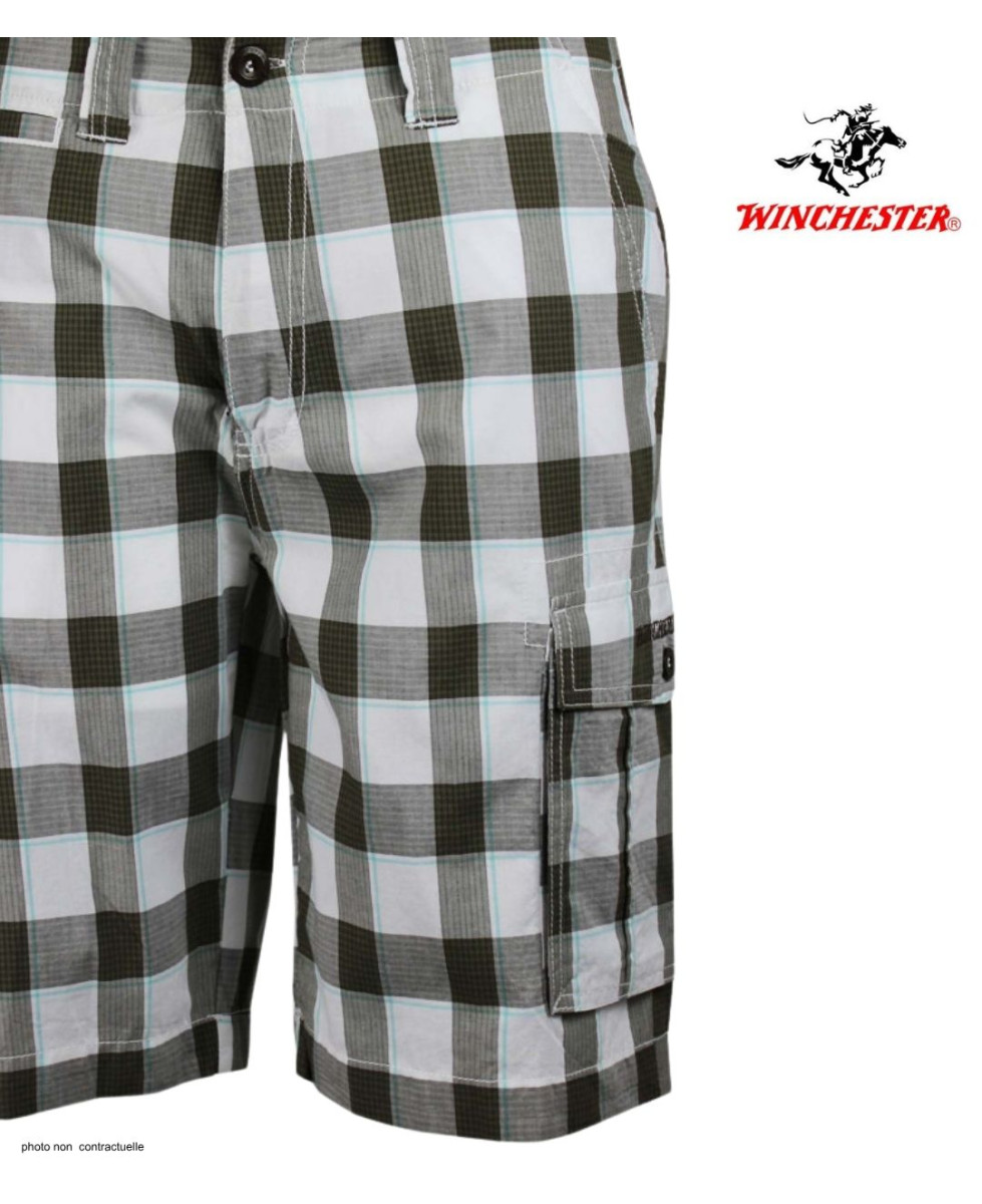 Bermuda Homme WINCHESTER IDRA1B Blanc à Carreaux en Coton