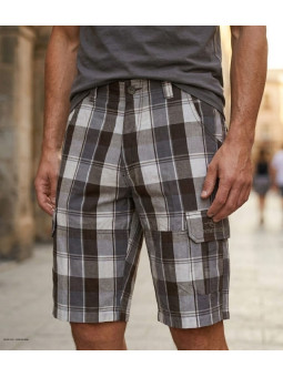 Bermuda pour homme de marque WINCHESTER modèle ILLOWA2 avec motif à carreaux de couleur gris et marron chocolat.