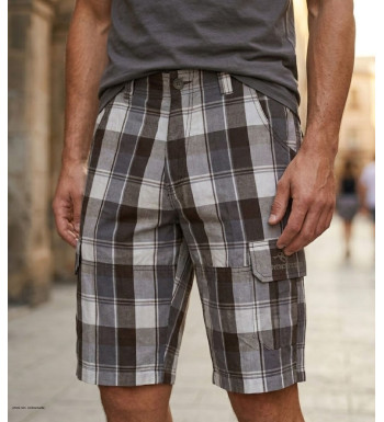 Bermuda pour homme de marque WINCHESTER modèle ILLOWA2 avec motif à carreaux de couleur gris et marron chocolat.