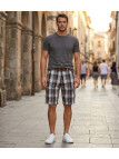 Bermuda Homme WINCHESTER ILLOWA2 Gris Chocolat à Carreaux
