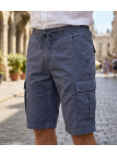 Bermuda cargo pour homme de marque CHALLENGER modèle ILOT1 de couleur grise avec taille élastiquée et cordon de serrage.