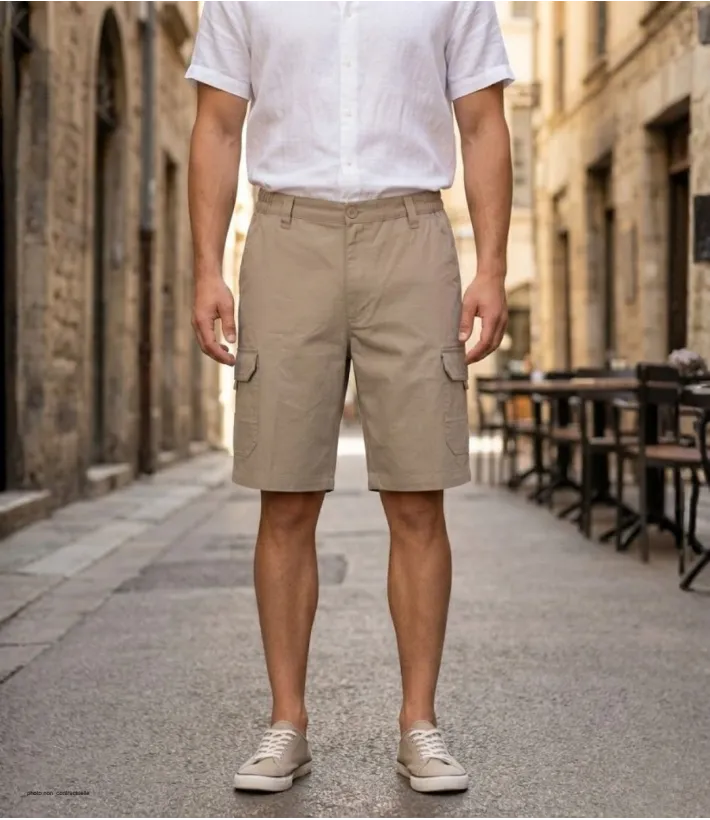 Bermuda Homme CHALLENGER INCA1 Beige Cargo Coton Twill