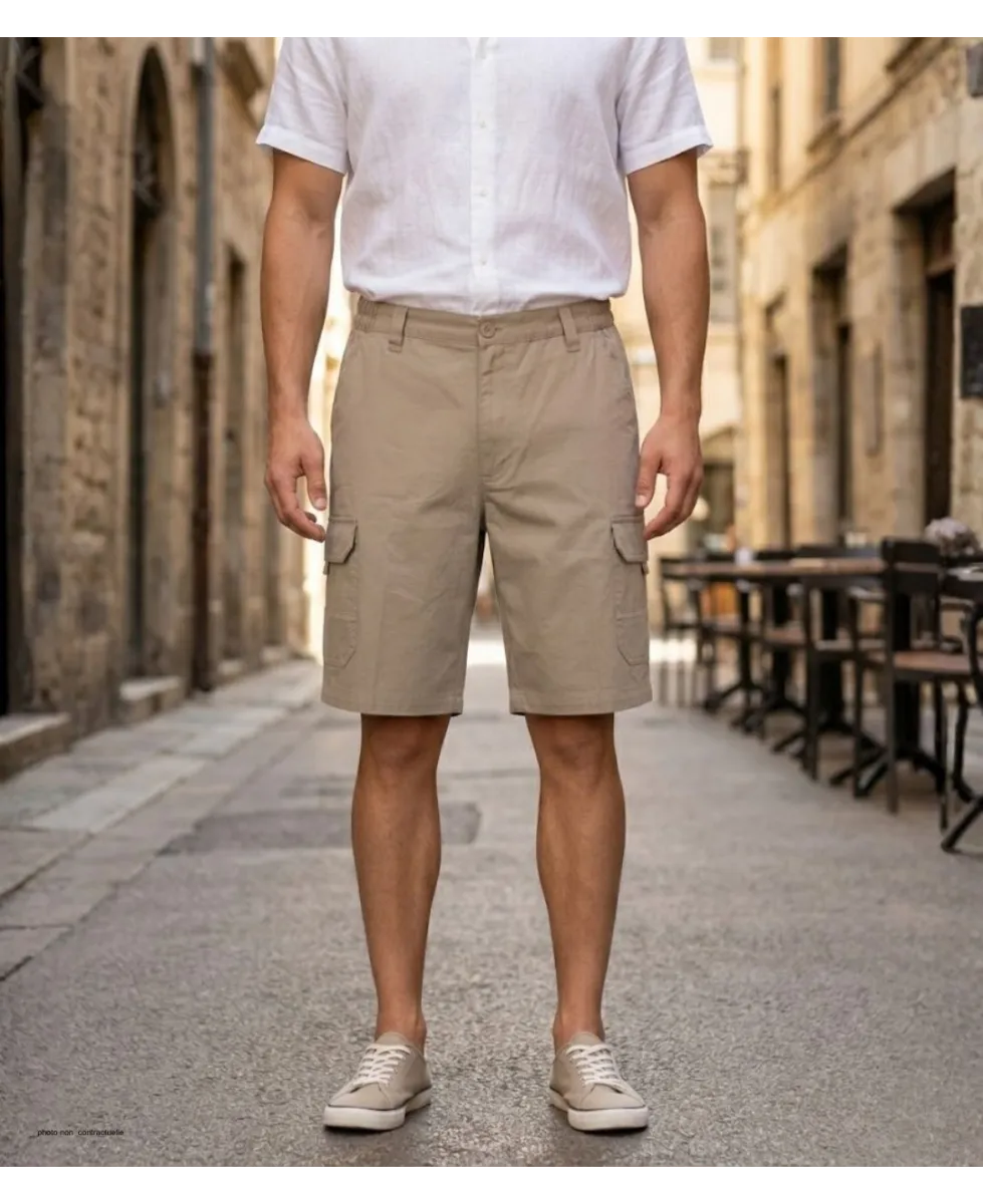 Bermuda Homme CHALLENGER INCA1 Beige Cargo Coton Twill