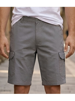 Bermuda cargo pour homme de la marque CHALLENGER modèle INCA2 de couleur grise avec taille élastiquée.