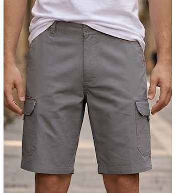 Bermuda cargo pour homme de la marque CHALLENGER modèle INCA2 de couleur grise avec taille élastiquée.