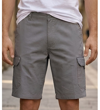 Bermuda cargo pour homme de la marque CHALLENGER modèle INCA2 de couleur grise avec taille élastiquée.