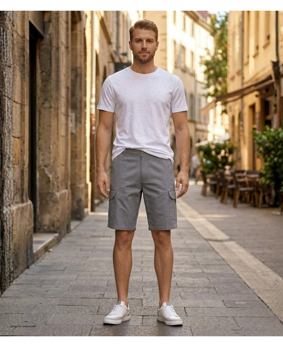 Bermuda Homme CHALLENGER INCA2 Gris Cargo Taille Élastique