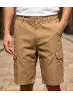 Bermuda cargo pour homme de marque CHALLENGER modèle INCA3 coloris camel en coton avec poches latérales et ceinture élastique.