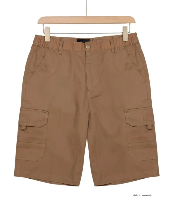 CHALLENGER INCA3 : Bermuda homme camel à taille élastique confort