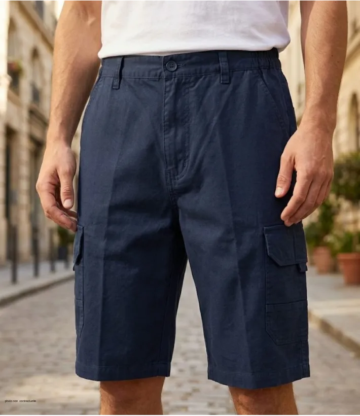 CHALLENGER INCA5 : Bermuda homme marine à taille élastiquée