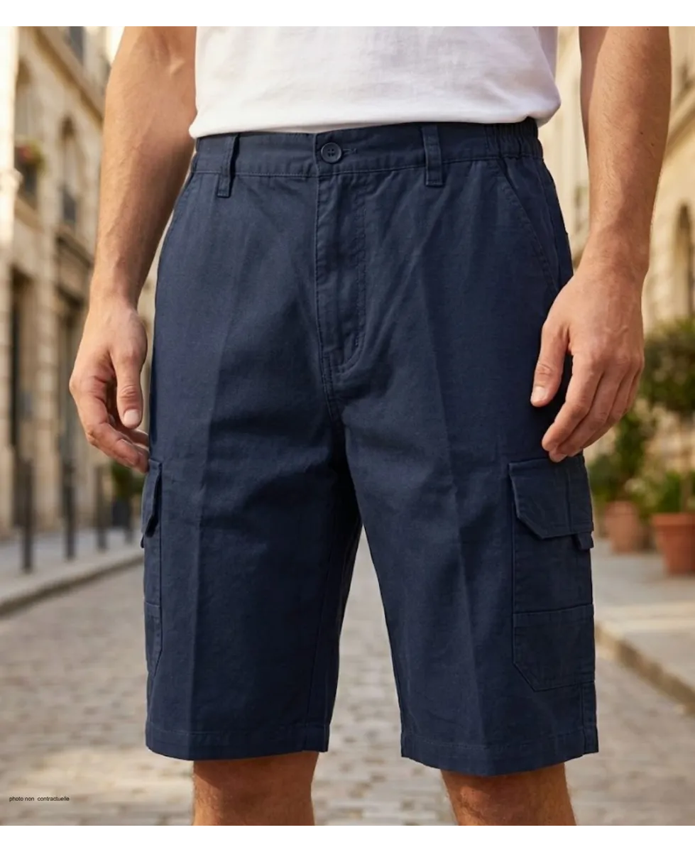 CHALLENGER INCA5 : Bermuda homme marine à taille élastiquée