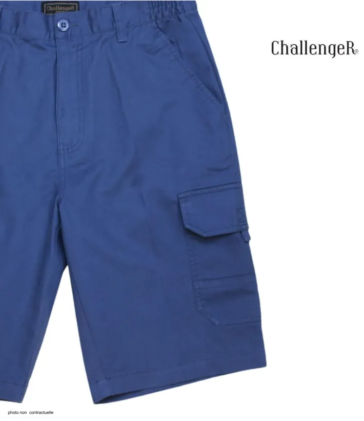 CHALLENGER INCA : Bermuda homme bleu indigo à taille élastiquée