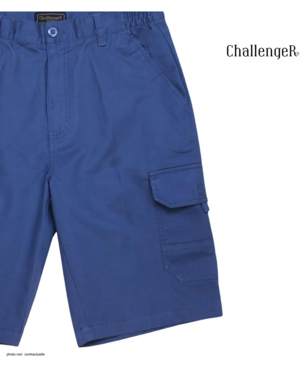 CHALLENGER INCA : Bermuda homme bleu indigo à taille élastiquée