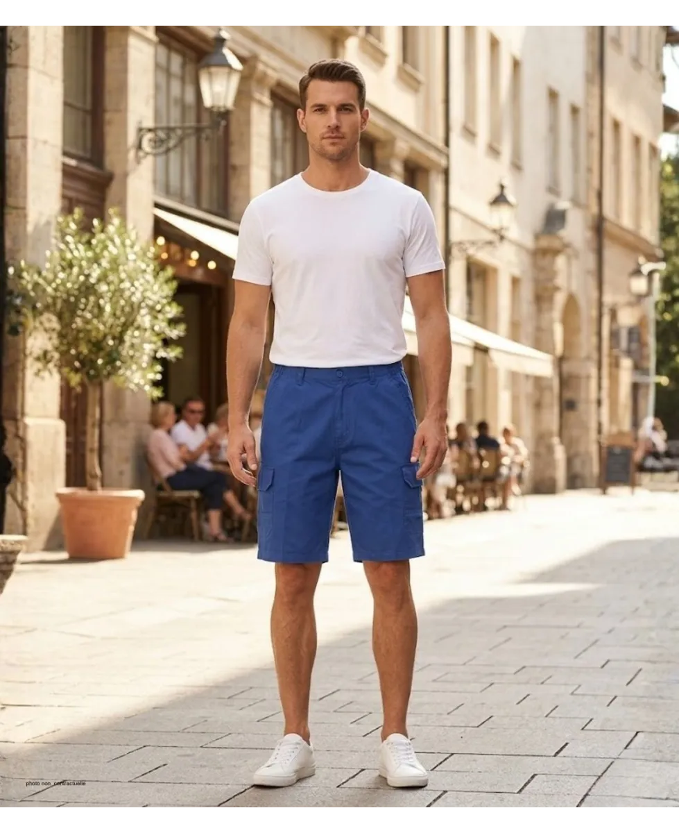 CHALLENGER INCA : Bermuda homme bleu indigo à taille élastiquée
