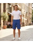 CHALLENGER INCA : Bermuda homme bleu indigo à taille élastiquée