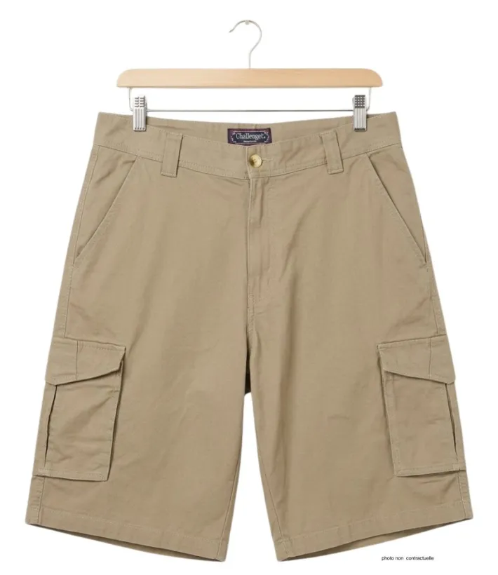 CHALLENGER INDIANA1 : Bermuda homme en canvas stretch beige