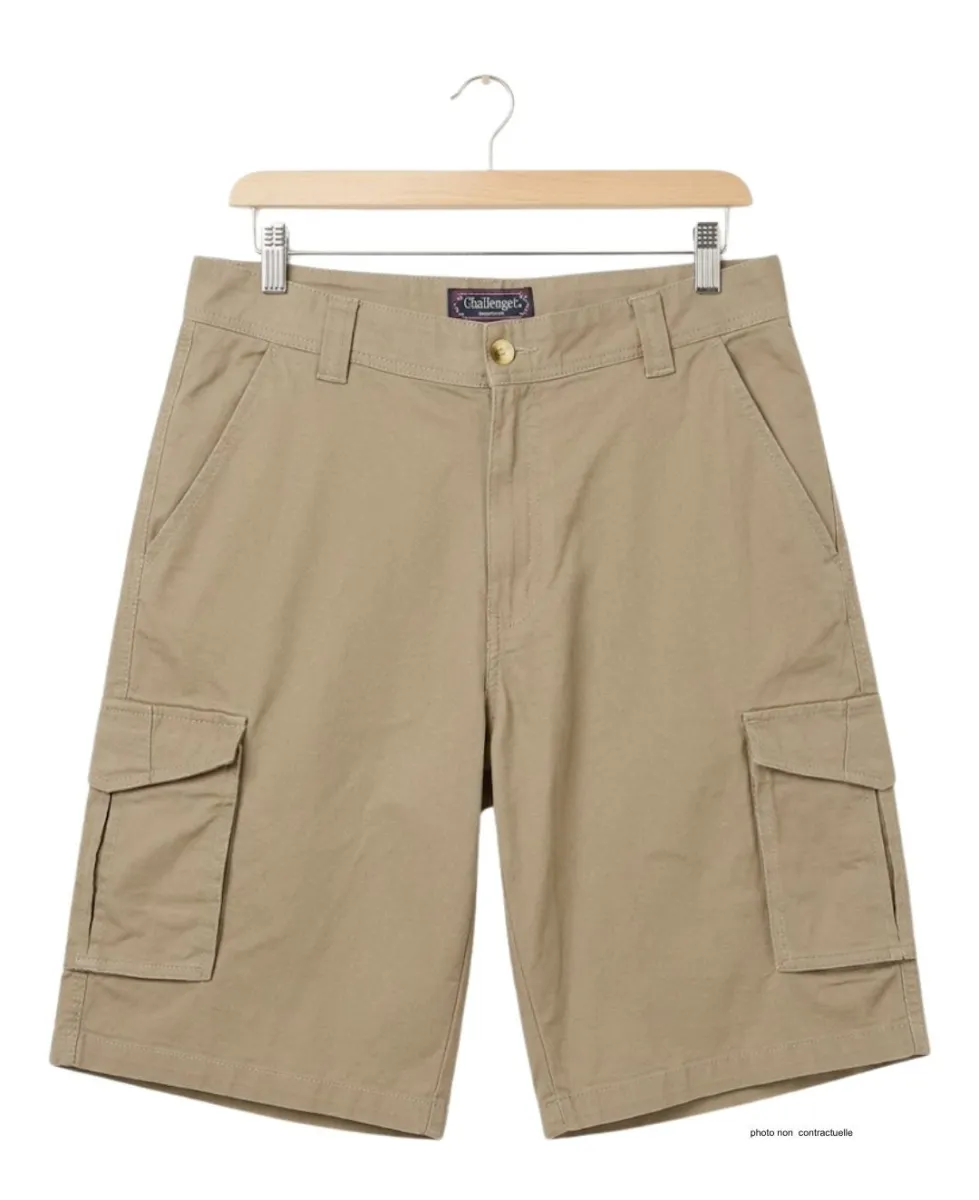 CHALLENGER INDIANA1 : Bermuda homme en canvas stretch beige