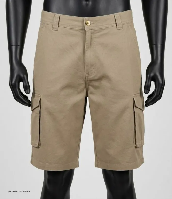 CHALLENGER INDIANA1 : Bermuda homme en canvas stretch beige