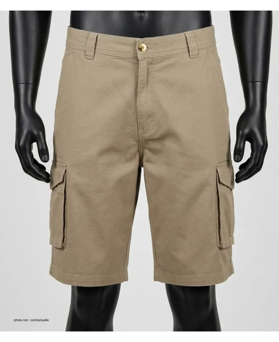 CHALLENGER INDIANA1 : Bermuda homme en canvas stretch beige