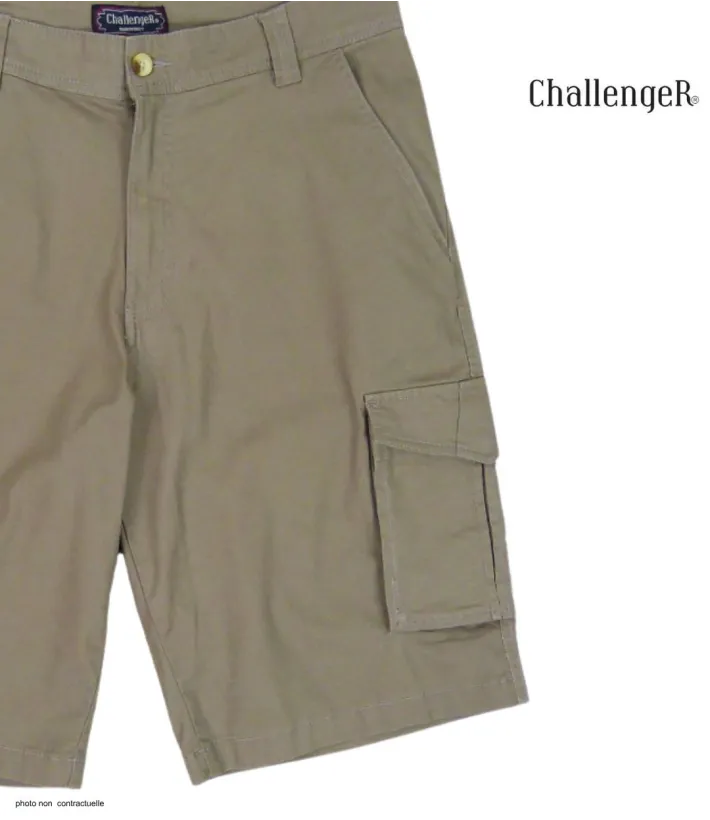 CHALLENGER INDIANA1 : Bermuda homme en canvas stretch beige