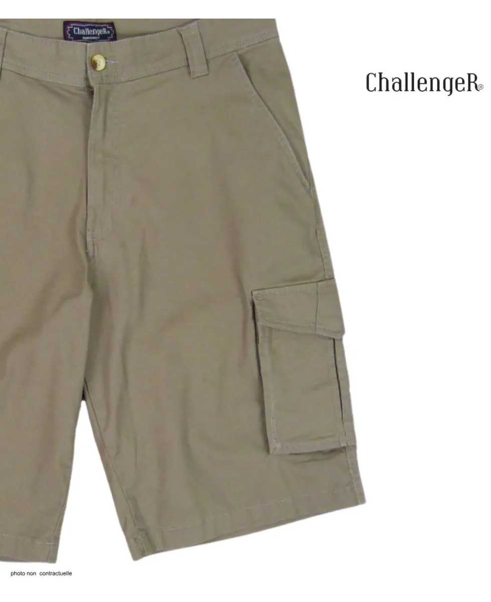 CHALLENGER INDIANA1 : Bermuda homme en canvas stretch beige
