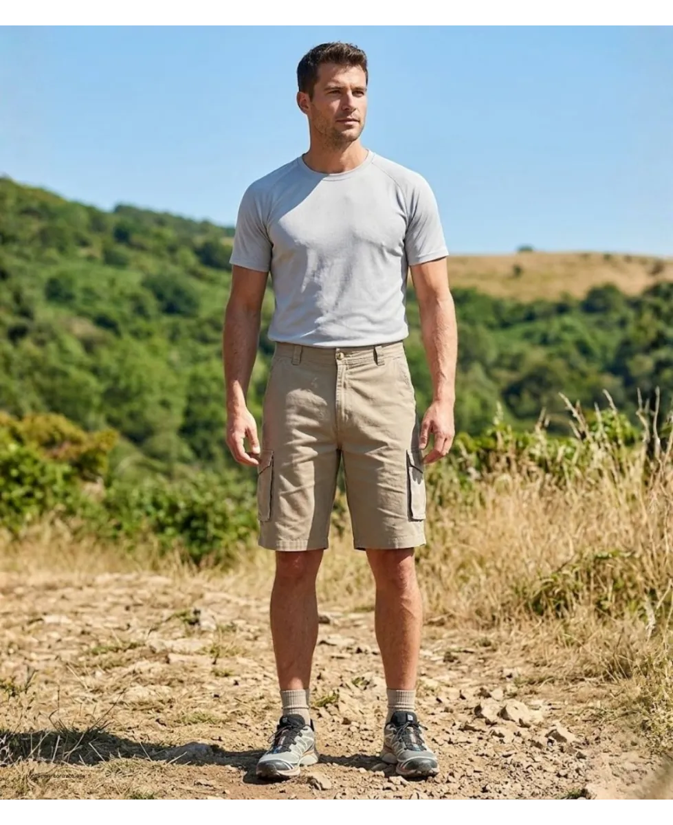 CHALLENGER INDIANA1 : Bermuda homme en canvas stretch beige