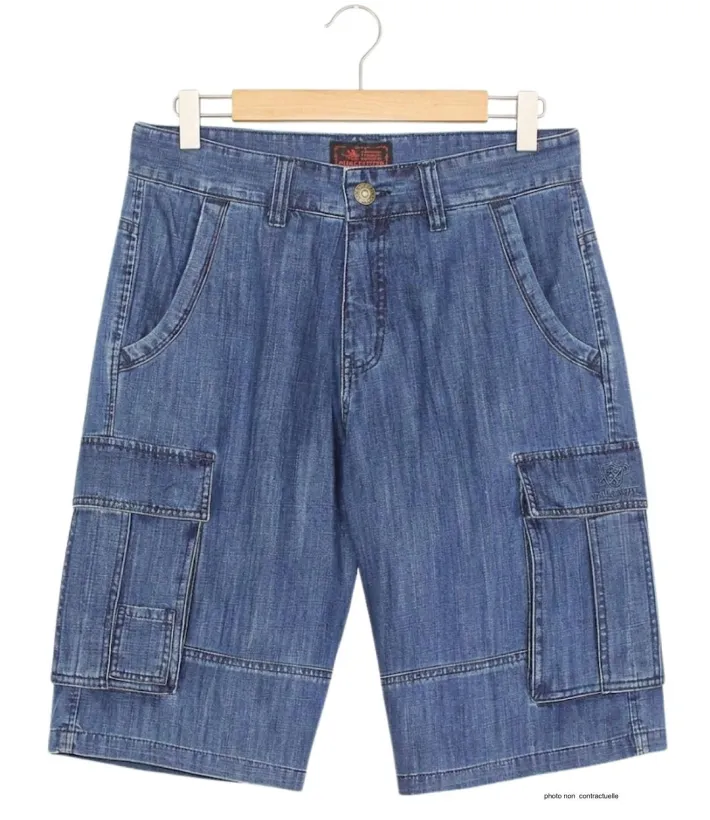 WINCHESTER INDIGO1 : Bermuda en jean homme bleu stone cargo