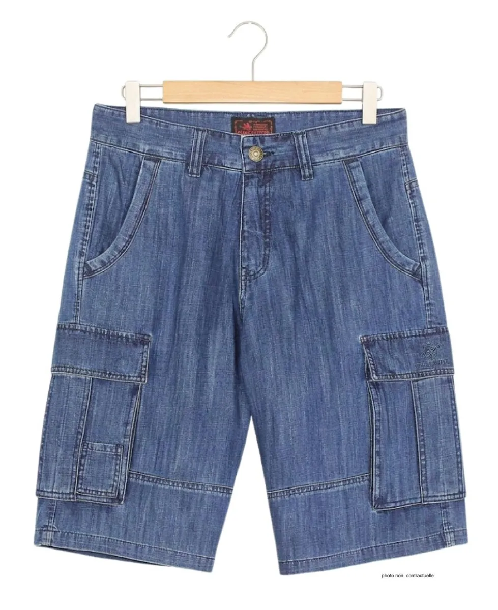 WINCHESTER INDIGO1 : Bermuda en jean homme bleu stone cargo