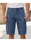 WINCHESTER INDIGO1 : Bermuda en jean homme bleu stone cargo