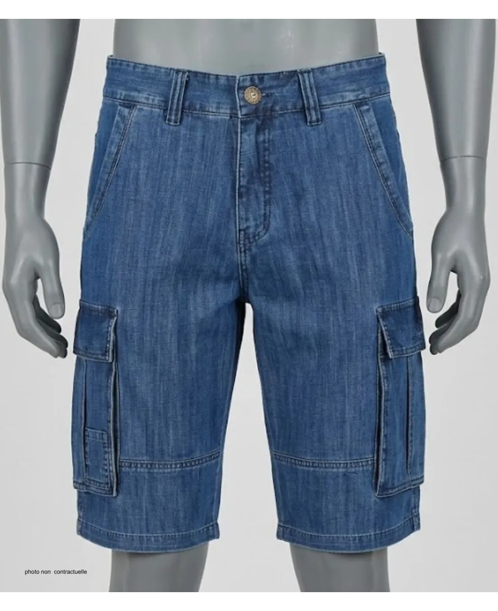 WINCHESTER INDIGO1 : Bermuda en jean homme bleu stone cargo