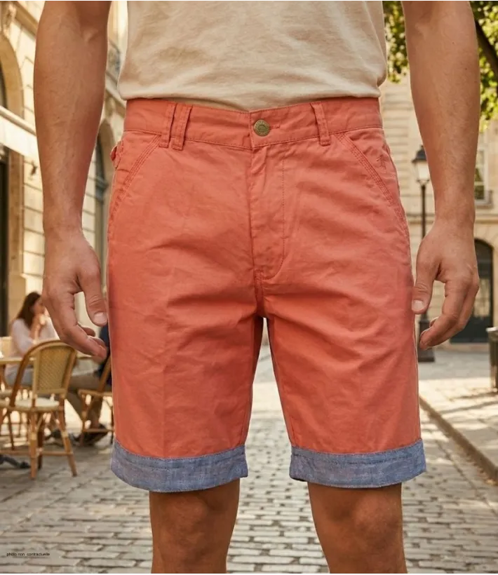 Bermuda uni pour homme de la marque WINCHESTER modèle INDUS2 de coloris orange avec poches fonctionnelles et revers modulables.