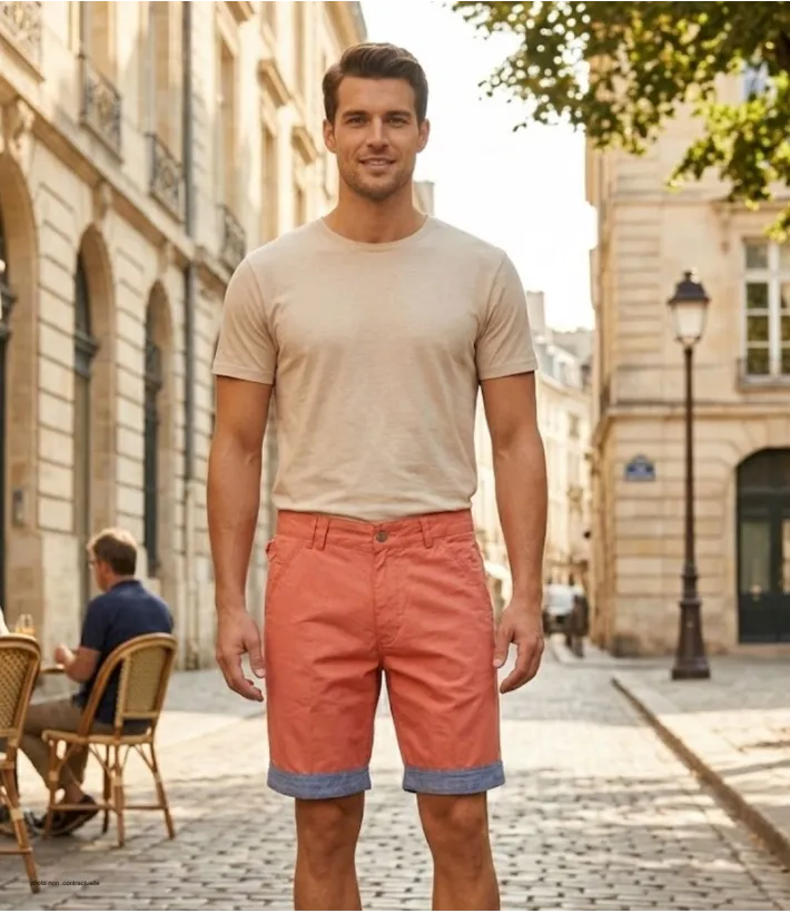 WINCHESTER INDUS2 : Bermuda Orange en Coton Style 2-en-1