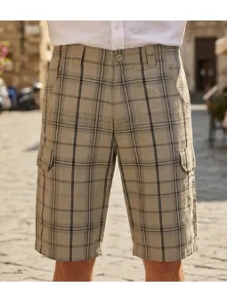 Bermuda pour homme à motifs carreaux beige, noir et gris de la marque WINCHESTER modèle INTACT2.
