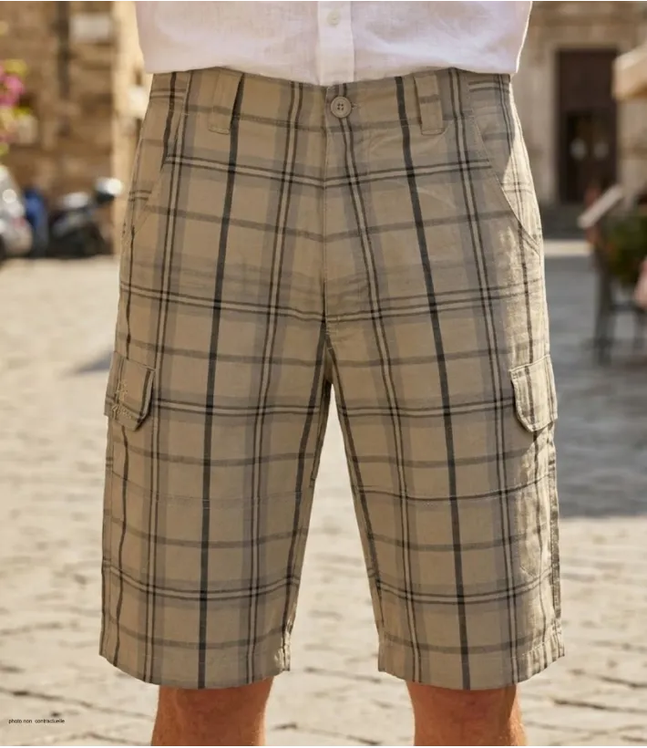 Bermuda pour homme à motifs carreaux beige, noir et gris de la marque WINCHESTER modèle INTACT2.
