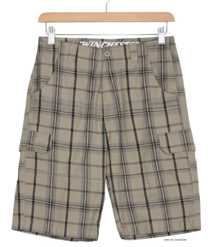 WINCHESTER INTACT2 : Bermuda à Carreaux Beige Noir Gris Homme
