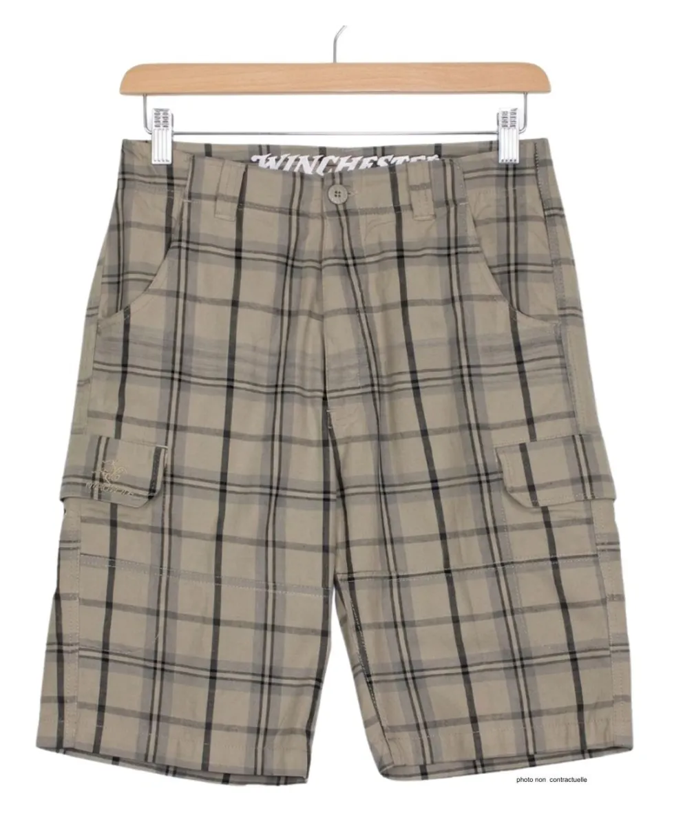 WINCHESTER INTACT2 : Bermuda à Carreaux Beige Noir Gris Homme