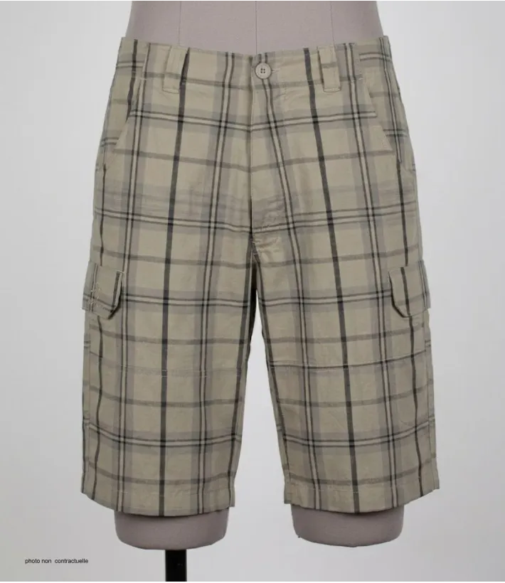 WINCHESTER INTACT2 : Bermuda à Carreaux Beige Noir Gris Homme