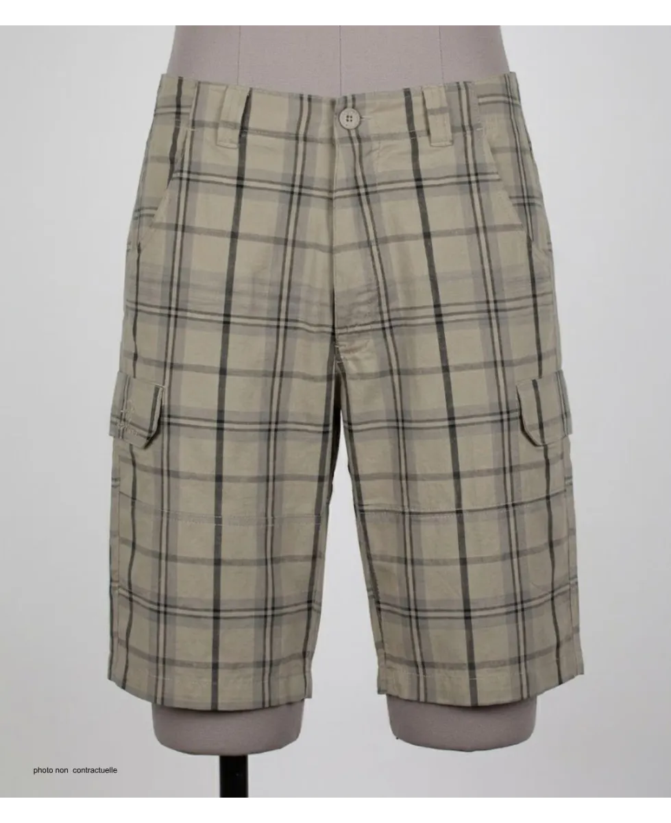 WINCHESTER INTACT2 : Bermuda à Carreaux Beige Noir Gris Homme