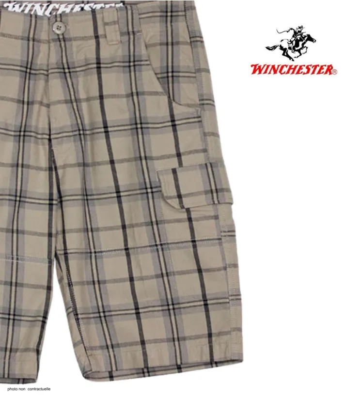 WINCHESTER INTACT2 : Bermuda à Carreaux Beige Noir Gris Homme