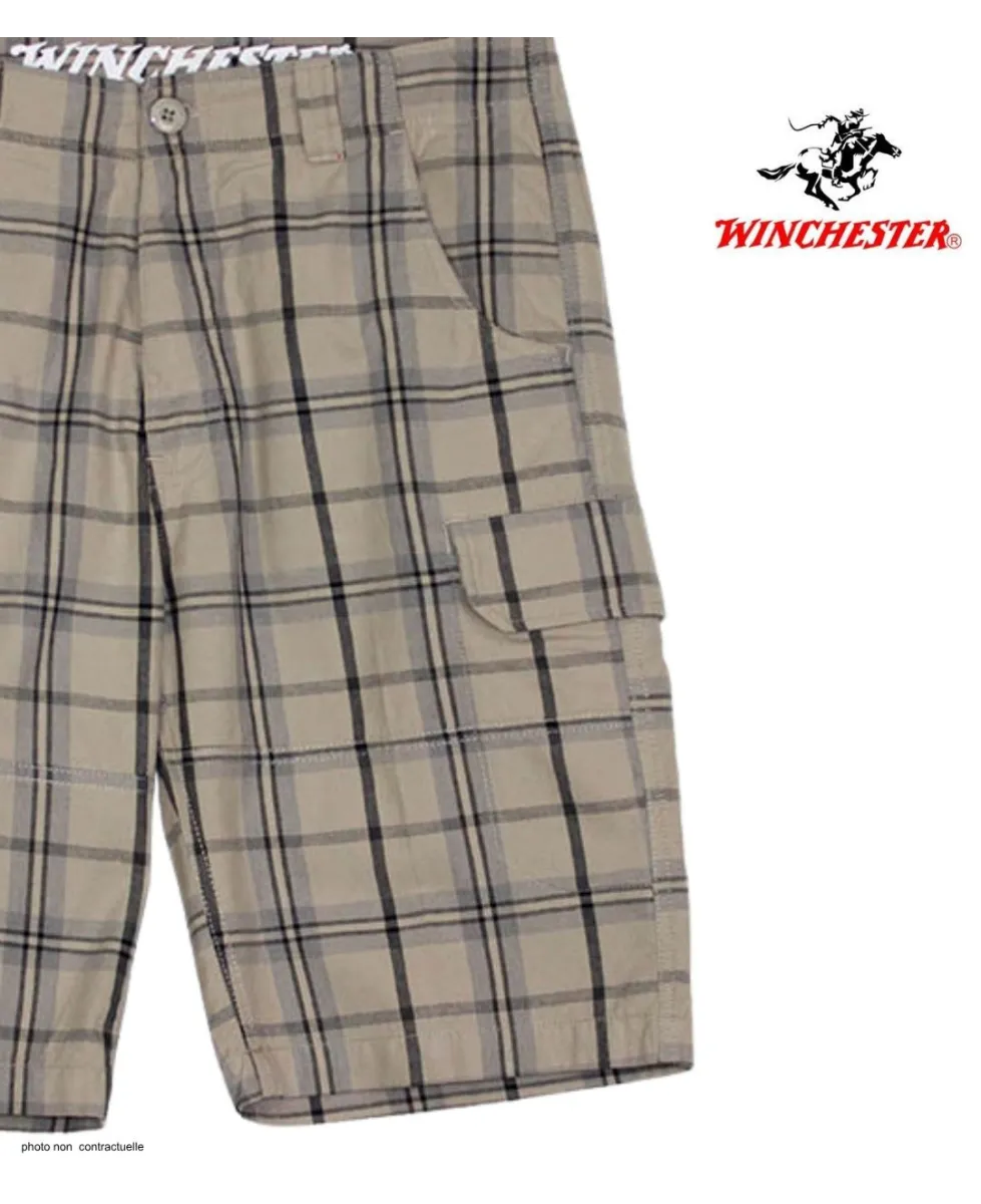 WINCHESTER INTACT2 : Bermuda à Carreaux Beige Noir Gris Homme