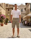 WINCHESTER INTACT2 : Bermuda à Carreaux Beige Noir Gris Homme