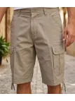 Bermuda cargo uni pour homme de couleur beige en coton et lin de la marque WINCHESTER modèle INVICTUS1.