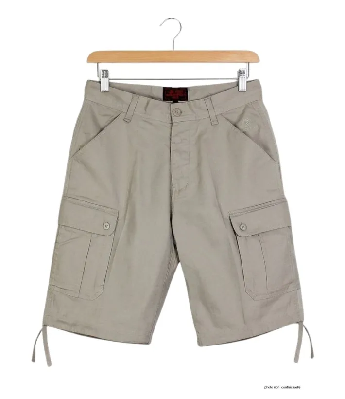 WINCHESTER INVICTUS1 : Bermuda Cargo Homme Coton et Lin Beige