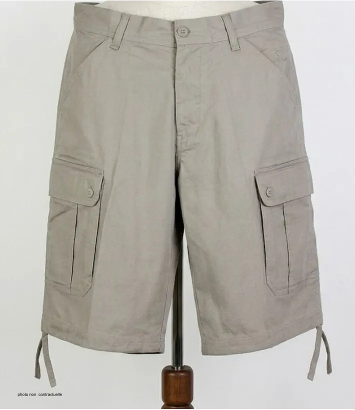WINCHESTER INVICTUS1 : Bermuda Cargo Homme Coton et Lin Beige