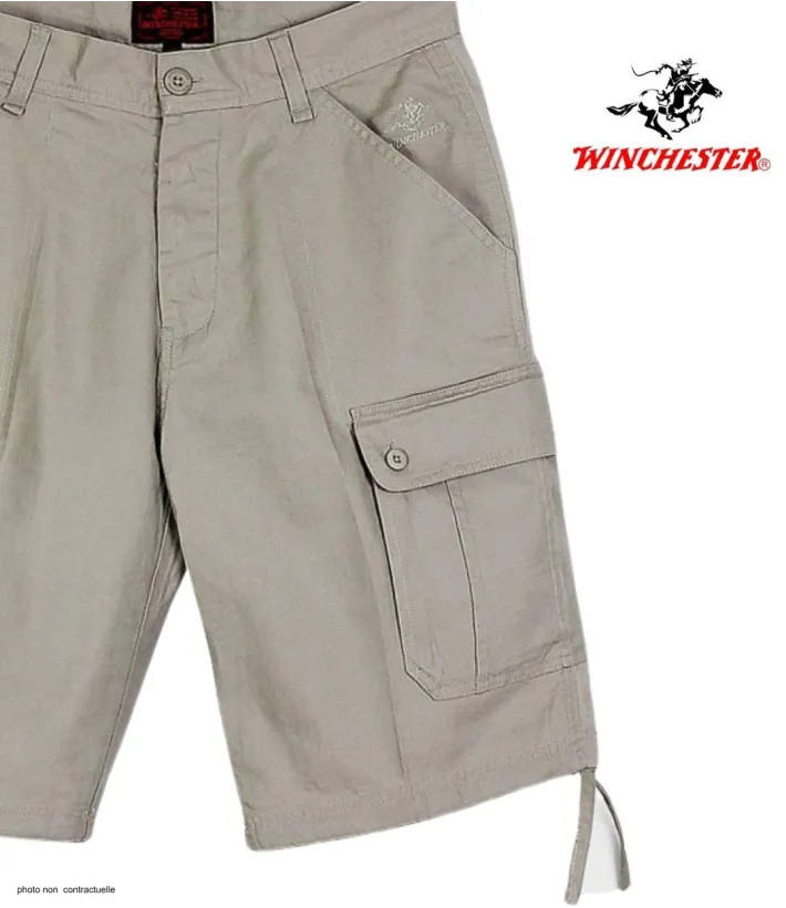 WINCHESTER INVICTUS1 : Bermuda Cargo Homme Coton et Lin Beige