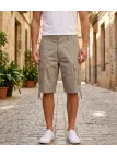 WINCHESTER INVICTUS1 : Bermuda Cargo Homme Coton et Lin Beige