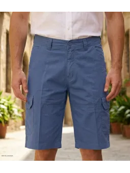Bermuda uni pour homme de couleur bleu en toile de coton légère de la marque WINCHESTER modèle ISLAND2.